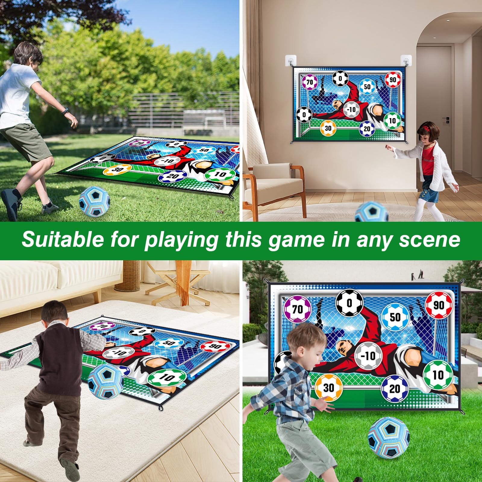 Mini Soccer Games Set for Kids - Indoor/Outdoor Backyard Toy with Adhesive Ball (No Inflation Needed) - Fun Birthday Gift for Boys & Girls - Perfect for Yard, Park, and Playroom Activities