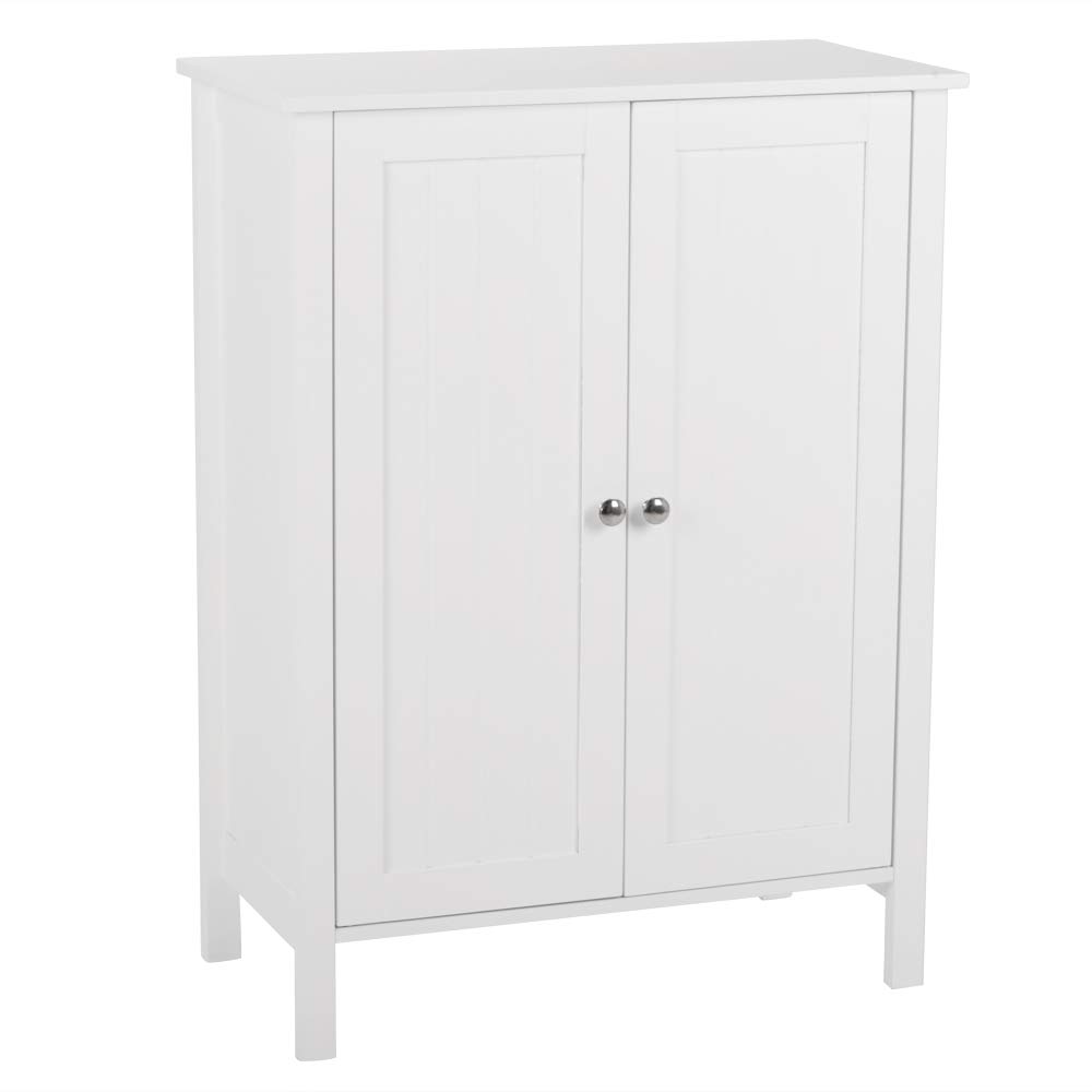 Outvita Small Freestanding Bathroom Storage Cabinet with Adjustable Shelf & Doors - White Floor Cabinet for Bathroom, Living Room, Kitchen - Perfect for Organizing Toiletries, Towels & Household Items