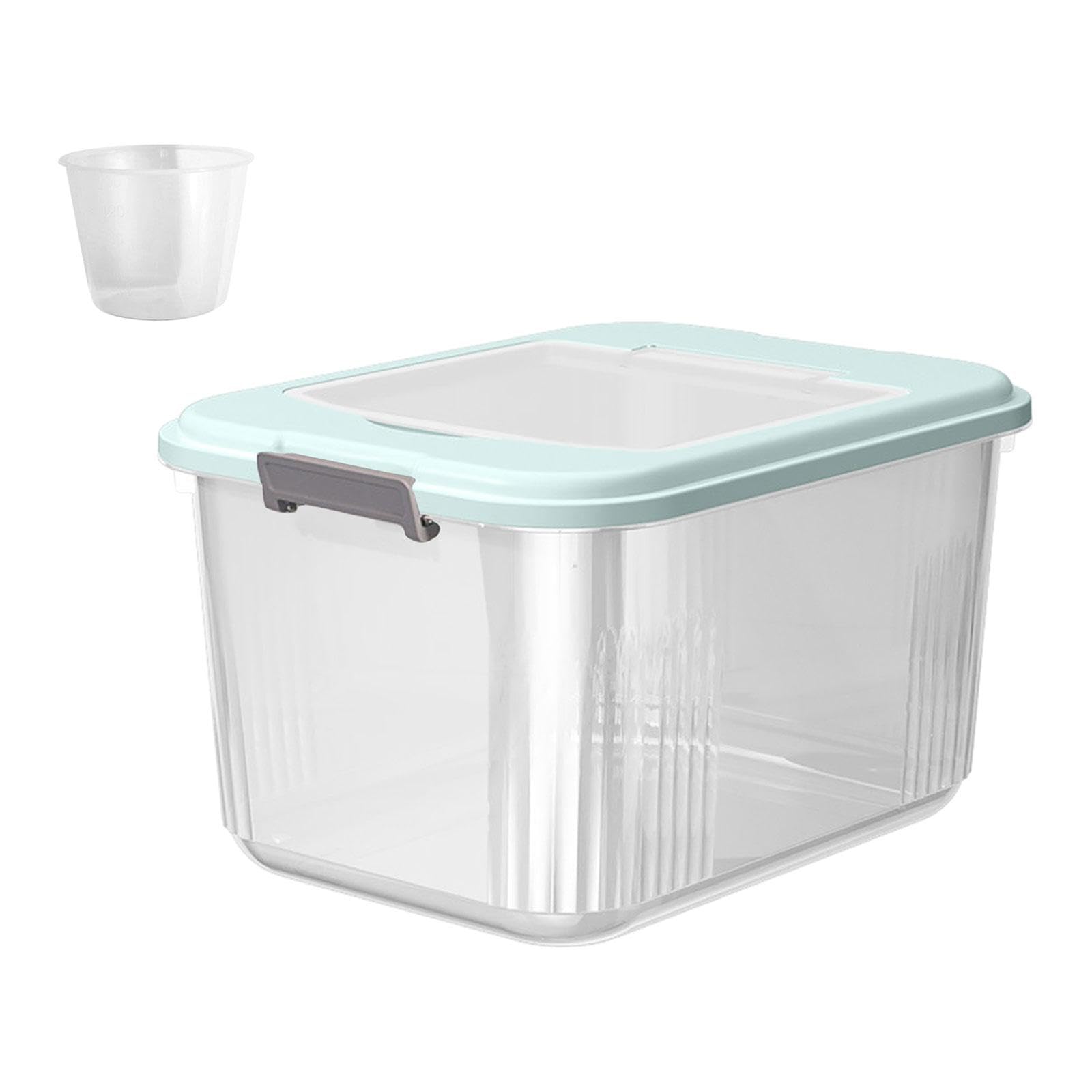 Fenteer 7.5KG Airtight Rice Storage Container with Measuring Cup - Large Food-Grade Grain Bin for Rice, Nuts, Flour & Dry Goods | Kitchen Pantry Organization & Bulk Food Storage (Blue)