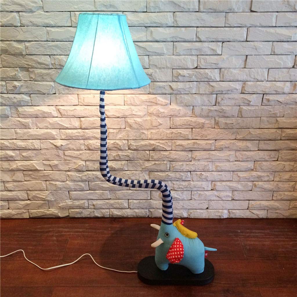 GAOXIN Elephant Floor Lamp with Remote Control - Modern Standing Light for Living Room, Bedroom & Bedside - Soft Fabric Shade (Blue) - Perfect Gift for Birthday & Home Decor - Creates Cozy Ambiance for Reading & Relaxation
