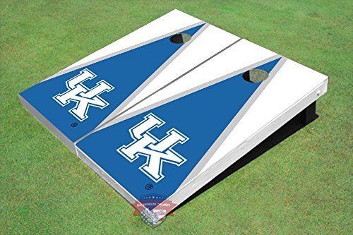 University of Kentucky Blue and White Matching Triangle Cornhole Boards Set - All American Tailgate Game for Outdoor Parties, Backyard BBQ, and College Football Events