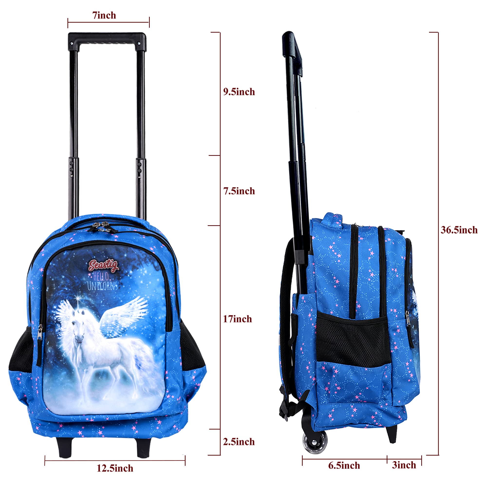 **Seastig 18in Rolling Backpack for Kids - Wheeled School Backpack with Double Handle, Durable & Lightweight - Perfect for School, Travel, and Daily Commute**