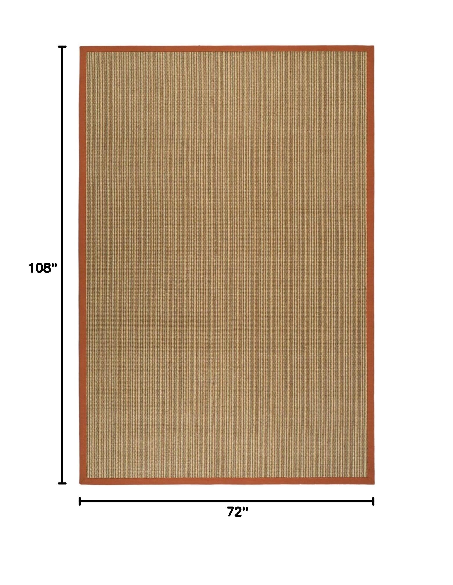 SAFAVIEH Natural Fiber Collection 6' x 9' Rust & Rust Border Stripe Sisal Area Rug - Easy Care, Durable for High Traffic Areas - Perfect for Living Room, Bedroom, Dining Room & Office (NF442B)