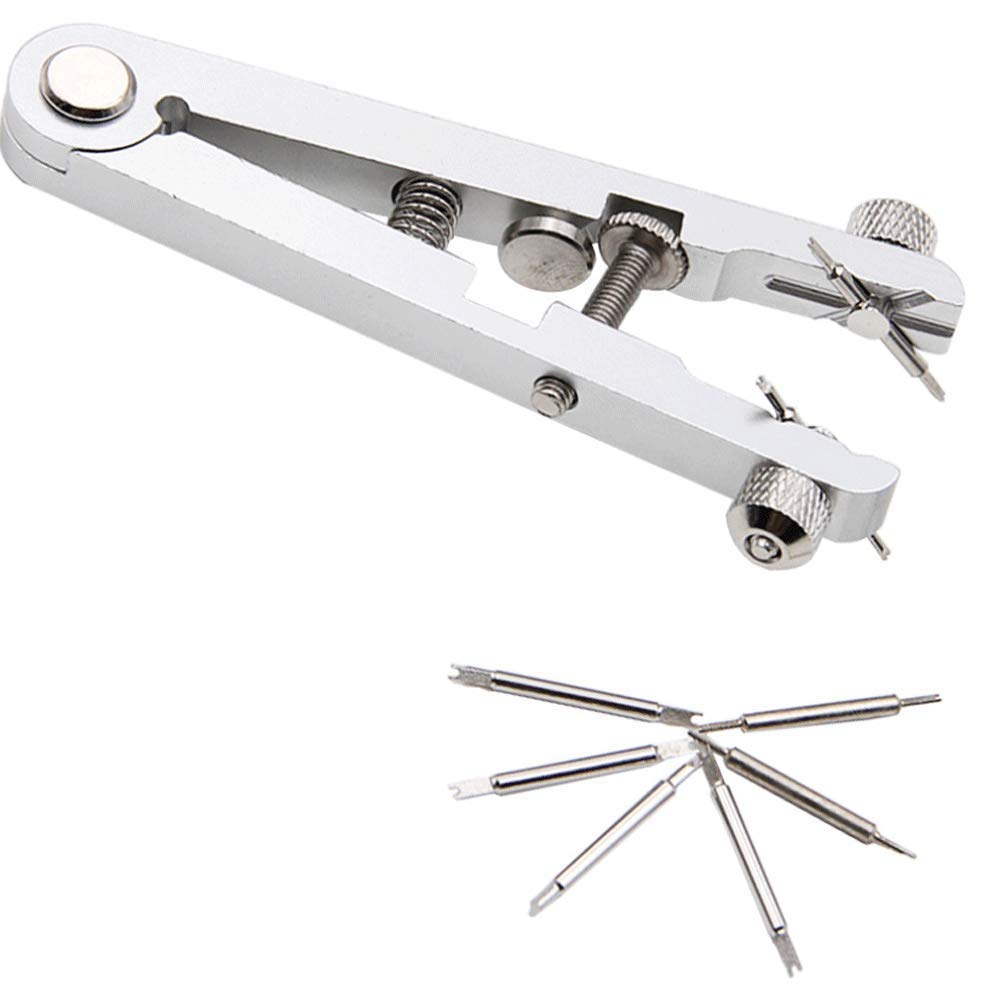 Professional Watch Spring Bar Tool Kit - Watch Repair Tool with Ear Pliers & V-Shaped Watch Strap (Includes 4 Needles) - Silver Watch Band Remover - Perfect for Watch Repair, Maintenance & DIY Watchmaking at Home