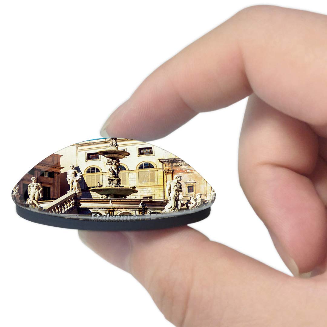 Italy Palermo Square Pretoria Sicily 3D Fridge Magnet - Crystal Glass Whiteboard Magnet Souvenir Gift for Travel Lovers, Home & Office Decoration