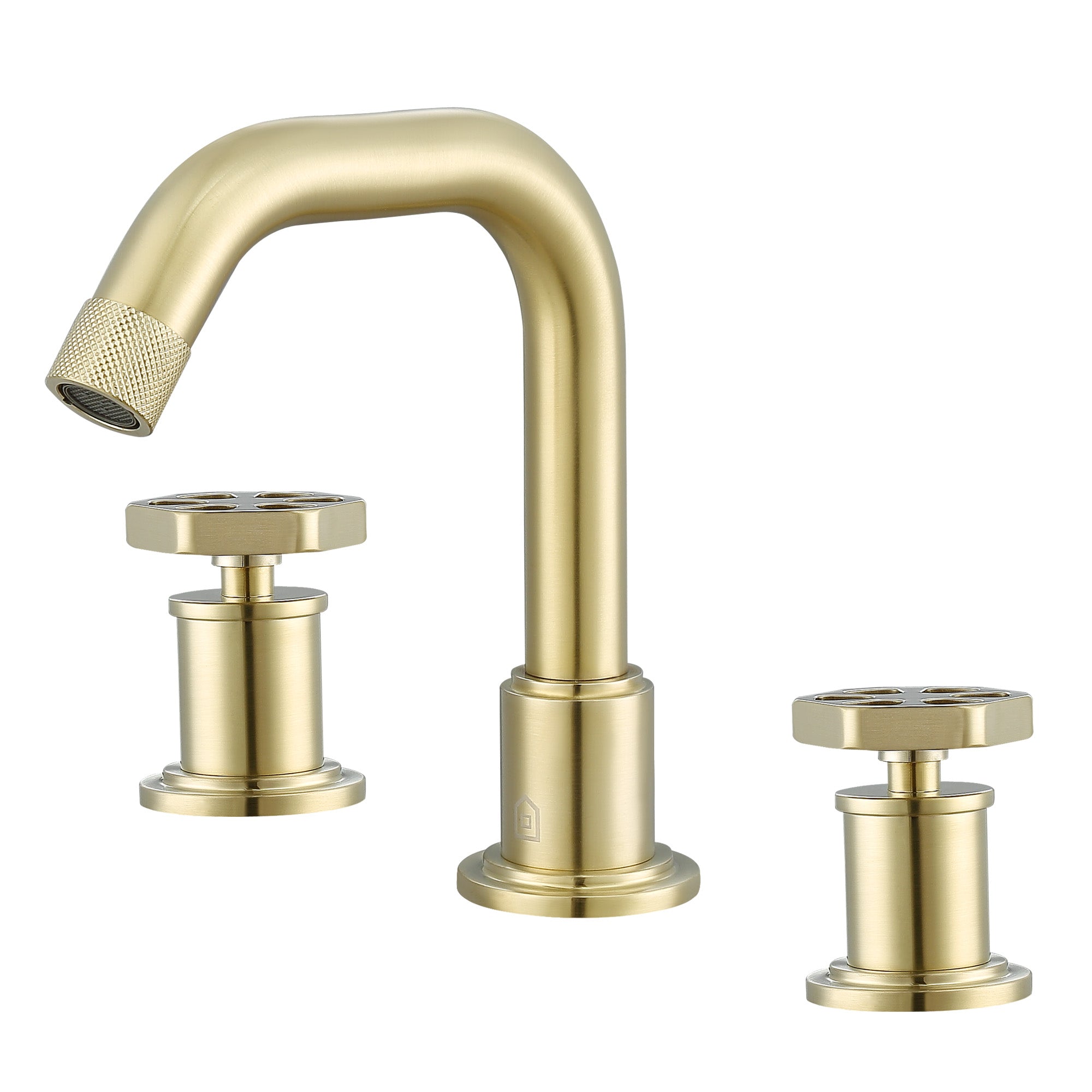 Ancona Industria Brushed Champagne Gold Widespread Hexagonal Two Handle 3 Hole Bathroom Faucet - Perfect for Modern Bathroom Vanity Sink Installation