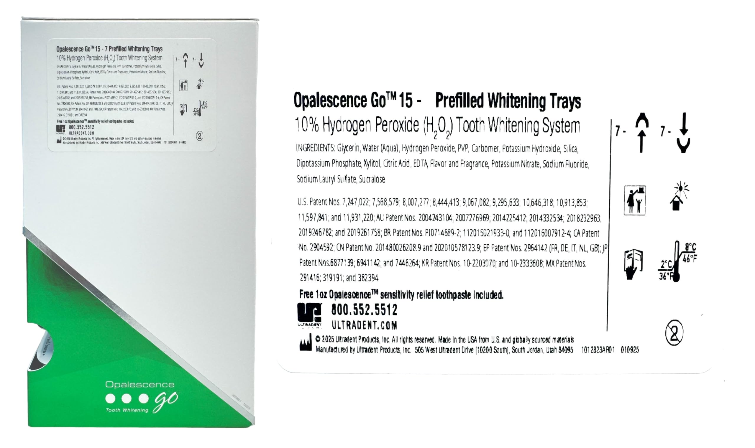 Opalescence Go PF Prefilled Teeth Whitening Trays - 10 Treatments with 15% Hydrogen Peroxide & Potassium Fluoride by Ultradent (GO15-PF-4638) - Professional At-Home Teeth Whitening Kit for Brighter Smile