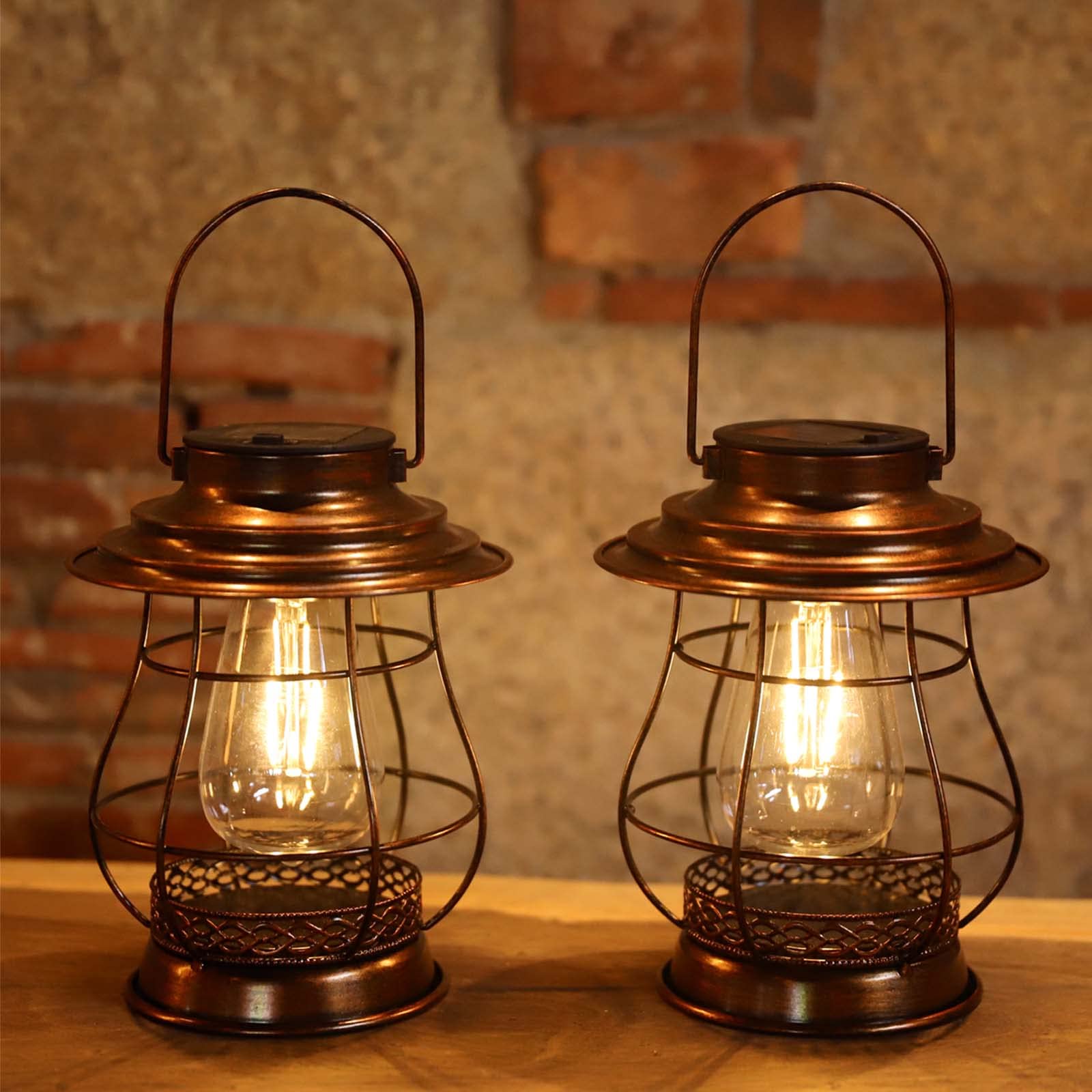 2 Pack Solar Outdoor Hanging Lights - Waterproof LED Garden Lanterns with Retro Design for Courtyard, Lawn, Patio & Pathway Decor | Perfect for Backyard, Porch, and Outdoor Party Lighting