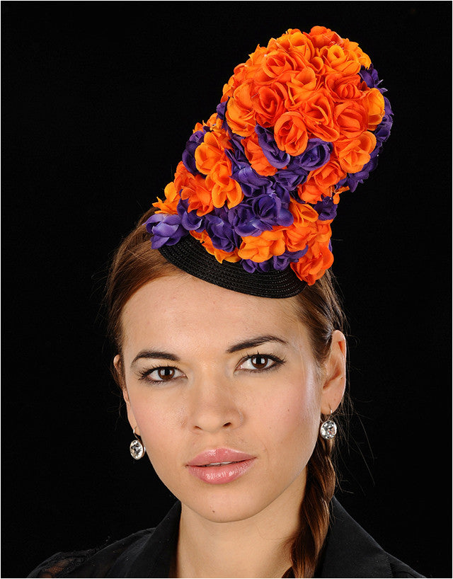 NA1037 Black Straw with Purple and Orange Flowers - Elegant Reusable Drinking Straw for Smoothies, Cocktails, and Iced Coffee at Home or Parties