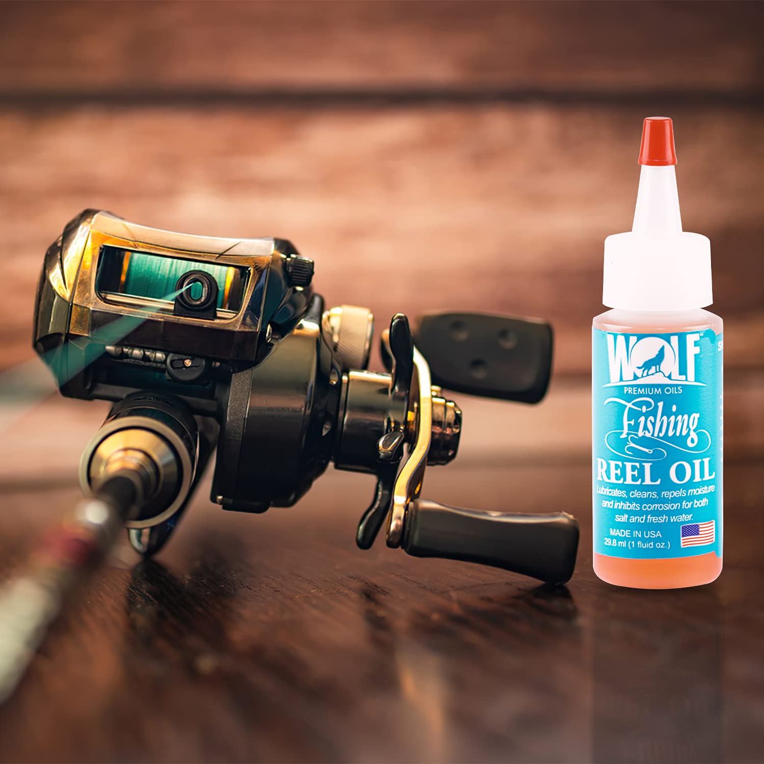 Wolf Premium Oil All-In-One Fishing Oil & Cleaner – Lubricate, Protect & Clean Fishing Reels, Rods & Tackle – Ideal for Saltwater & Freshwater Fishing Gear Maintenance
