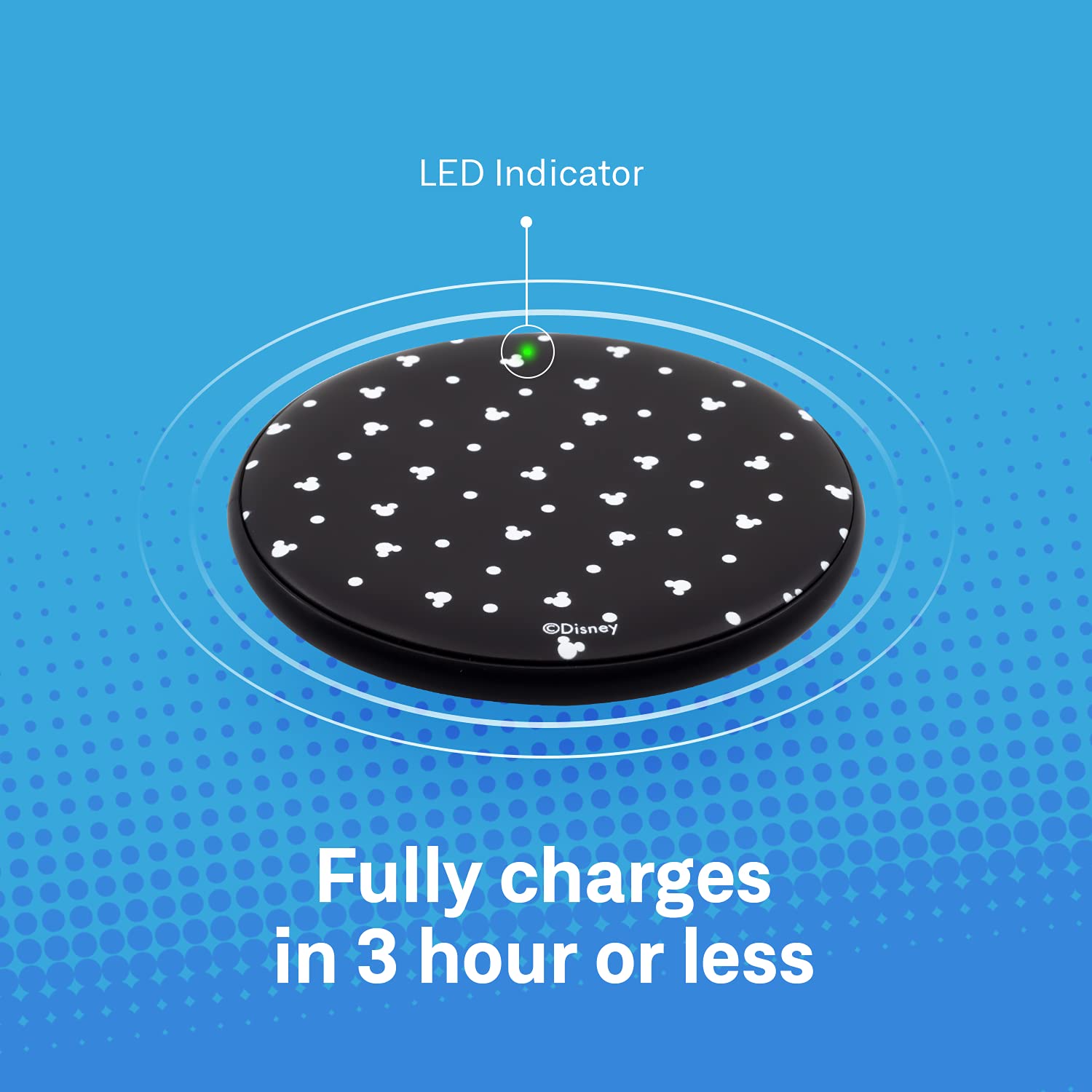 Disney Mickey Mouse Wireless Charging Pad - Qi-Certified Fast Charging Station for iPhone, Samsung, AirPods - Perfect Gift for Disney Fans & Tech Lovers (Home, Office, Travel Use)