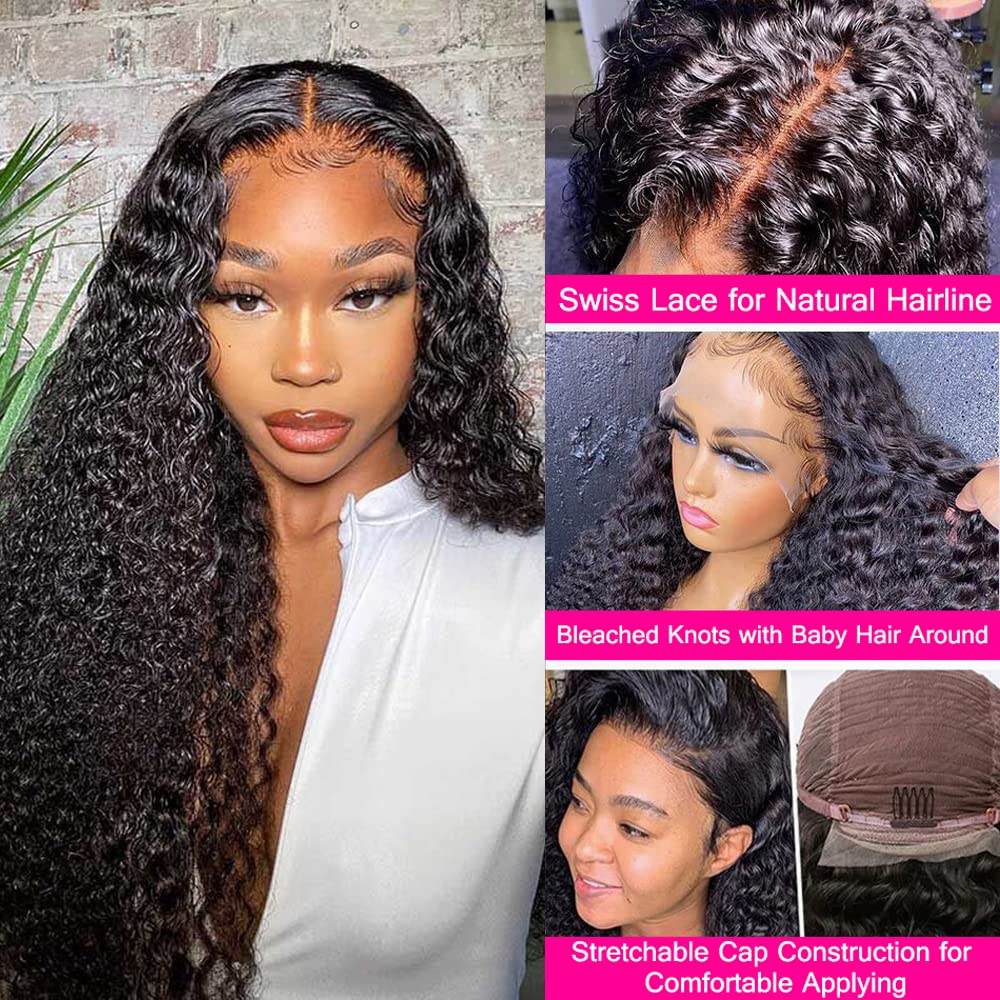 Kspwond 13x4 HD Transparent Lace Front Wig - Brazilian Deep Curly Human Hair for Black Women | Pre-Plucked Hairline, 180% Density, 20 Inch Natural Color | Perfect for Daily Wear, Parties & Special Occasions