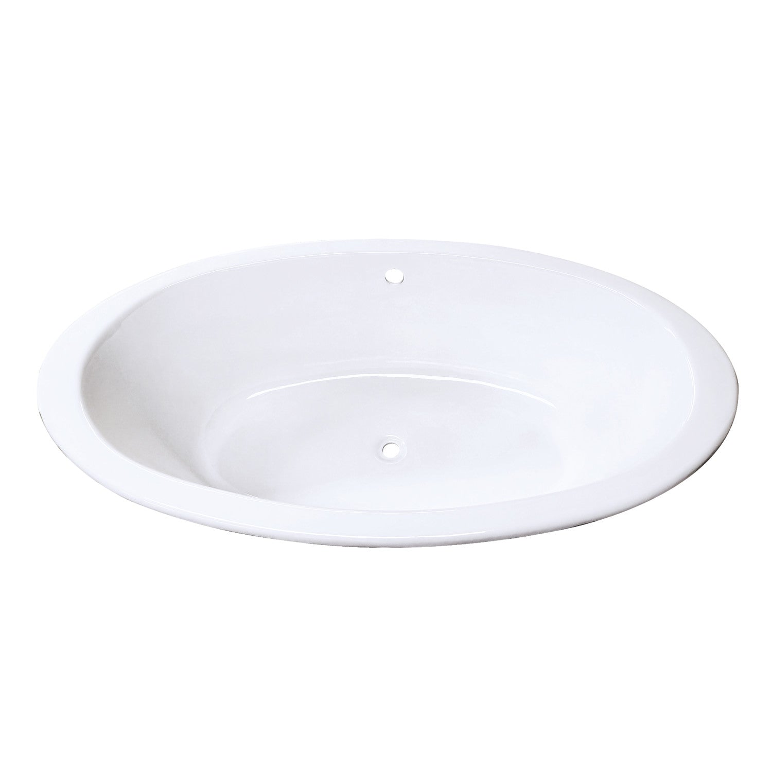 Aqua Eden 65 Inch White Cast Iron Oval Drop-In Bathtub with Center Drain - Perfect for Luxurious Bathroom Renovations and Spa-Like Relaxation at Home