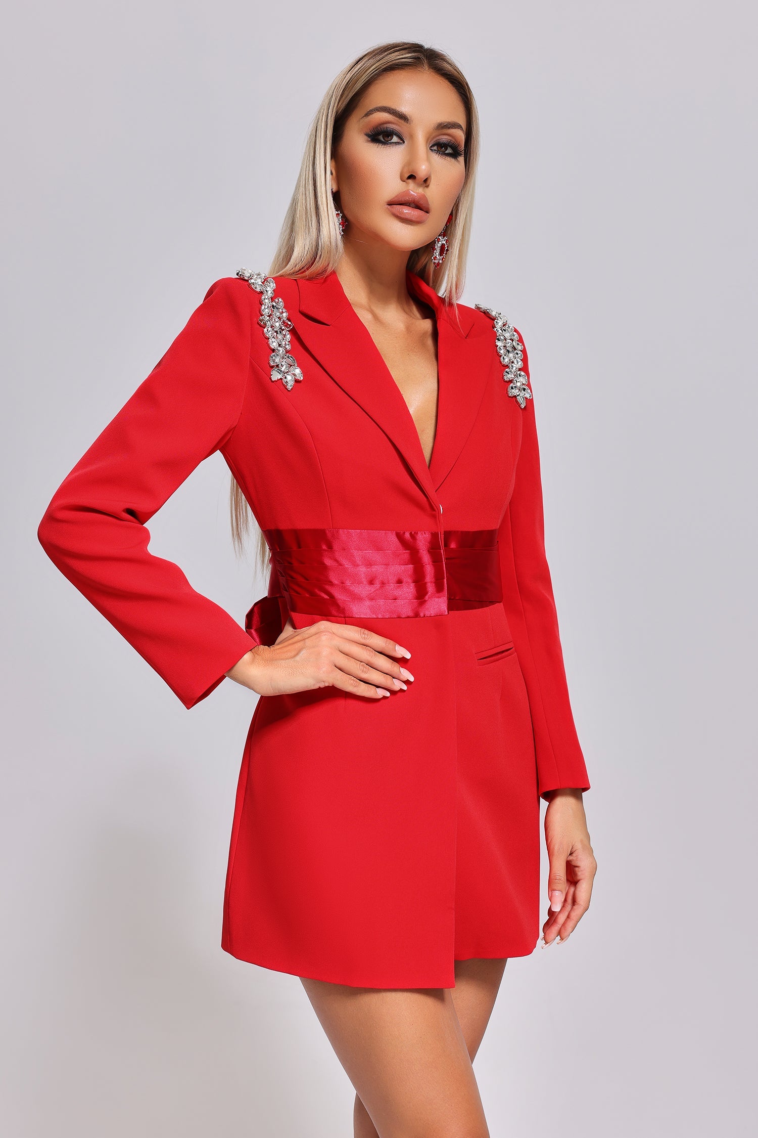 Elegant Umi Diamante Blazer Dress for Women - Formal Office Wear & Evening Party Outfit - Perfect for Business Meetings, Cocktail Events & Special Occasions