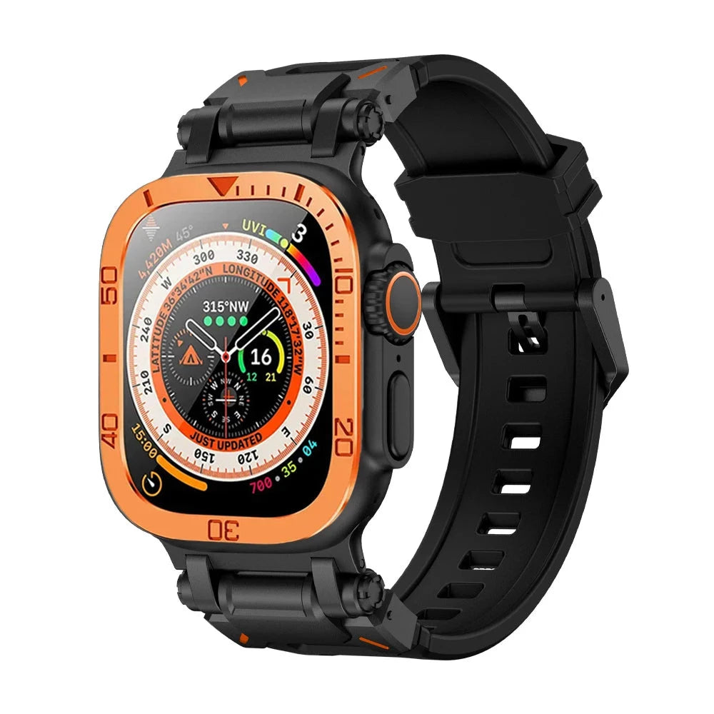 Durable Silicone Band with Stainless Steel Case & Tempered Glass - Perfect for Outdoor Sports, Fitness & Everyday Wear