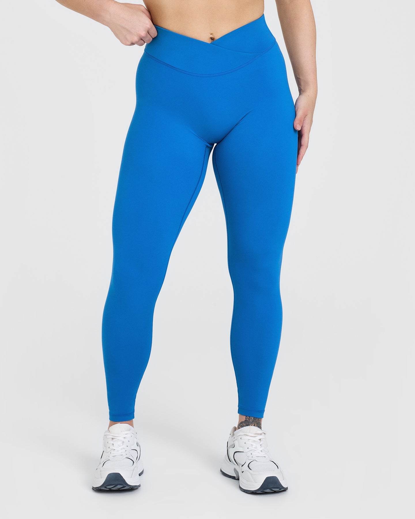 Retro Blue High Waist Yoga Leggings for Women - Seamless Tummy Control Workout Pants - Perfect for Yoga, Running, Gym & Lounge Wear