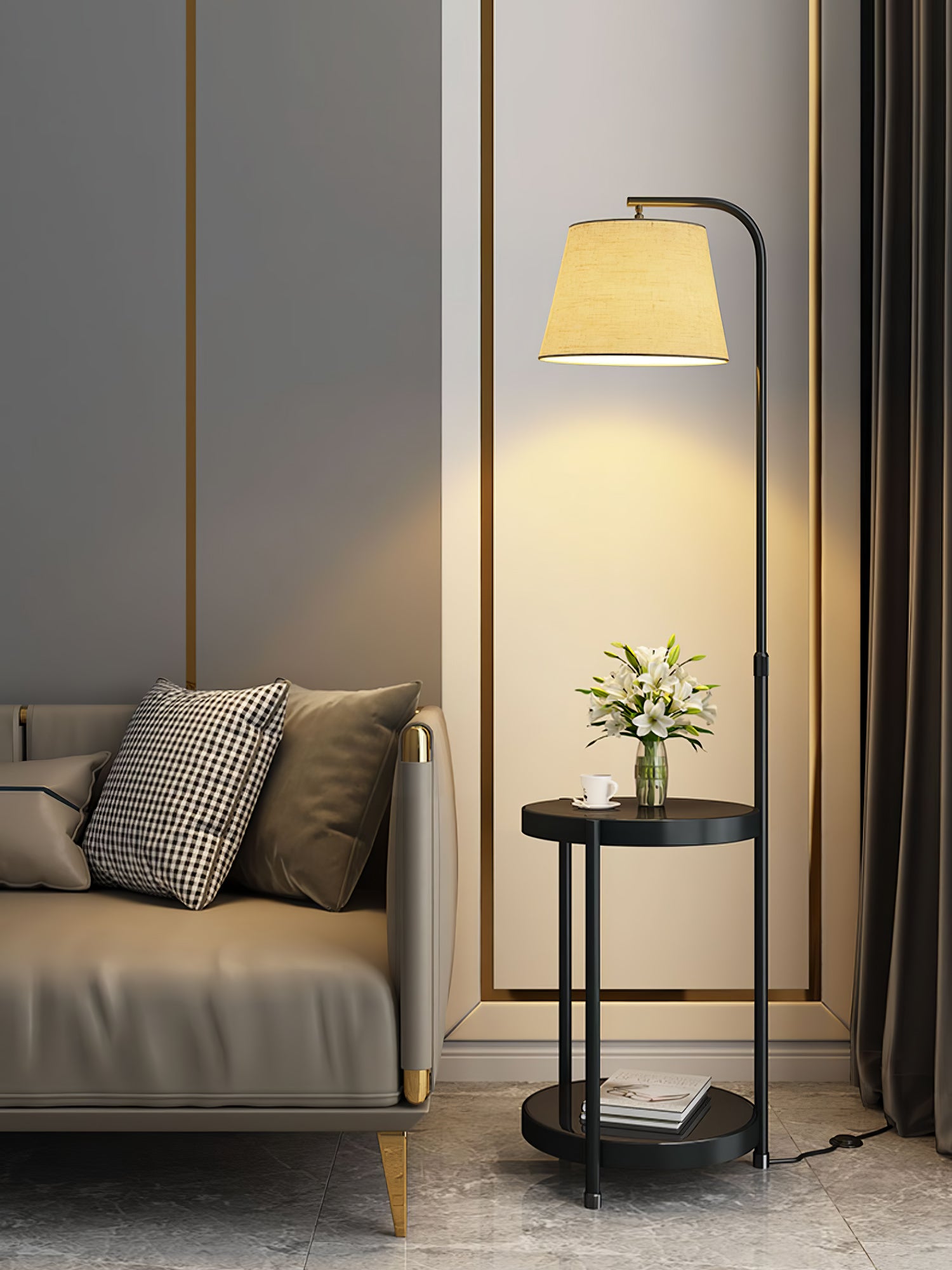 Modern Lilah Floor Lamp - Adjustable Height LED Standing Light for Living Room, Bedroom, Office - Warm White & Cool White Light Modes - Perfect for Reading, Working, and Relaxing
