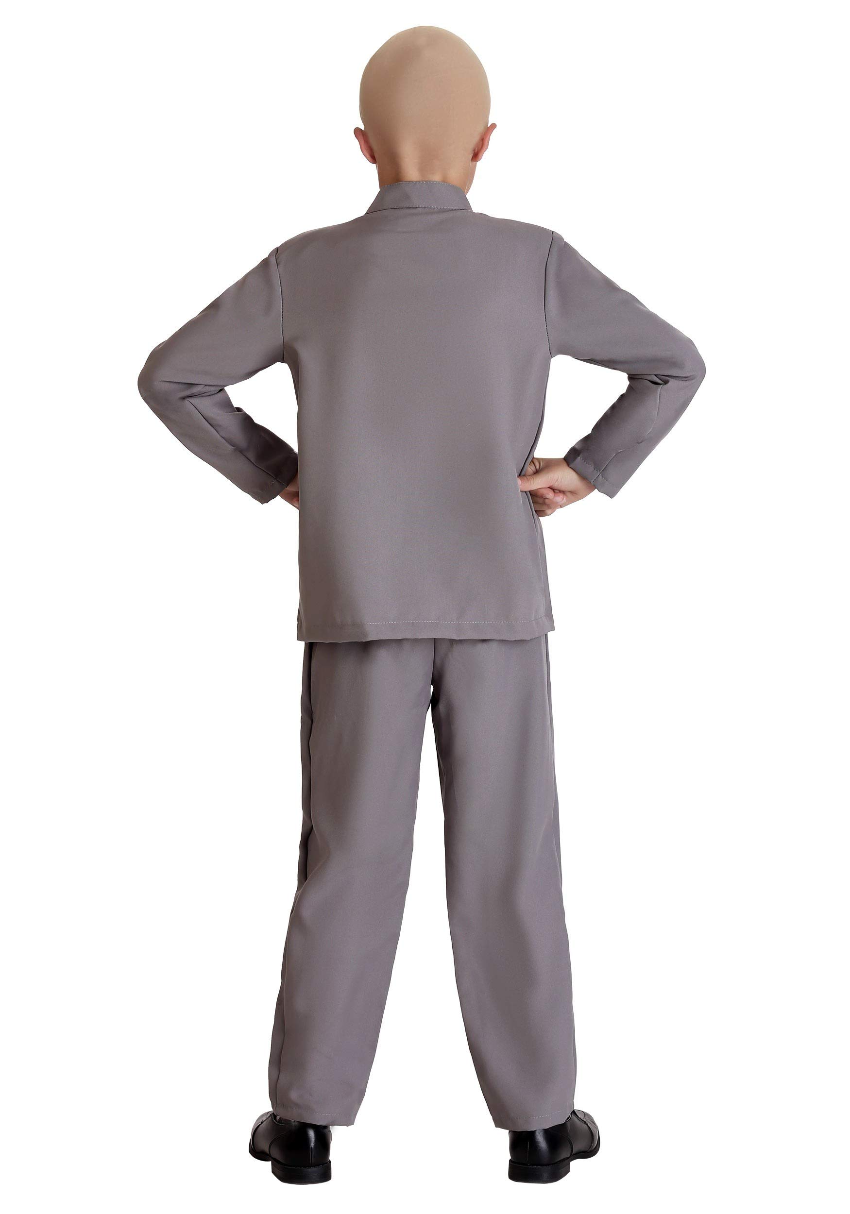 Kids Evil Mini Man Grey Suit Costume - Halloween Cosplay Outfit for Boys, Funny Villain Dress Up Party Costume for School Plays & Themed Events