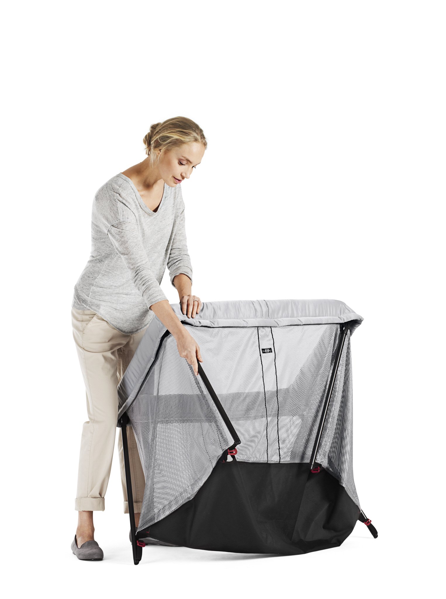 BabyBjörn Travel Crib Light - Portable Folding Baby Bed for Travel & Home, Black (040280US), One Size - Perfect for Airplanes, Hotels & Grandparents' House