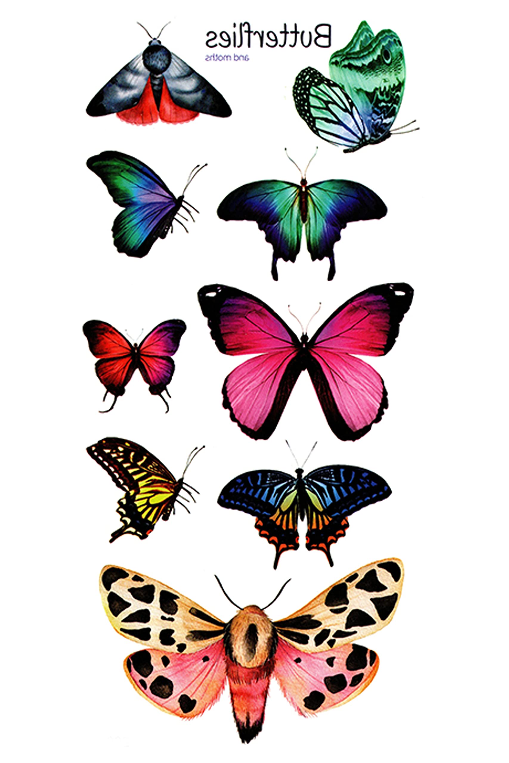 3D Temporary Tattoo Stickers for Men & Women - Waterproof Fake Tattoos with Flowers, Butterflies, Stars & Angel Designs (19x9cm) - Perfect for Parties, Halloween, Cosplay & Honeymoon