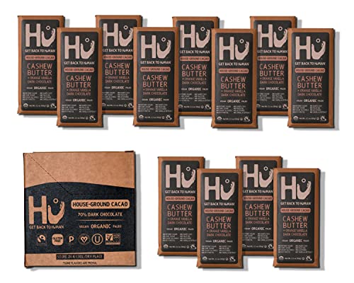 Organic Vegan Hu Chocolate Bars 12-Pack | Orange Dream Vanilla Cashew Butter Dark Chocolate | Gluten-Free, Paleo, Non-GMO, Fair Trade | 2.1oz Each Bar | Perfect for Gifts, Snacking & Healthy Desserts