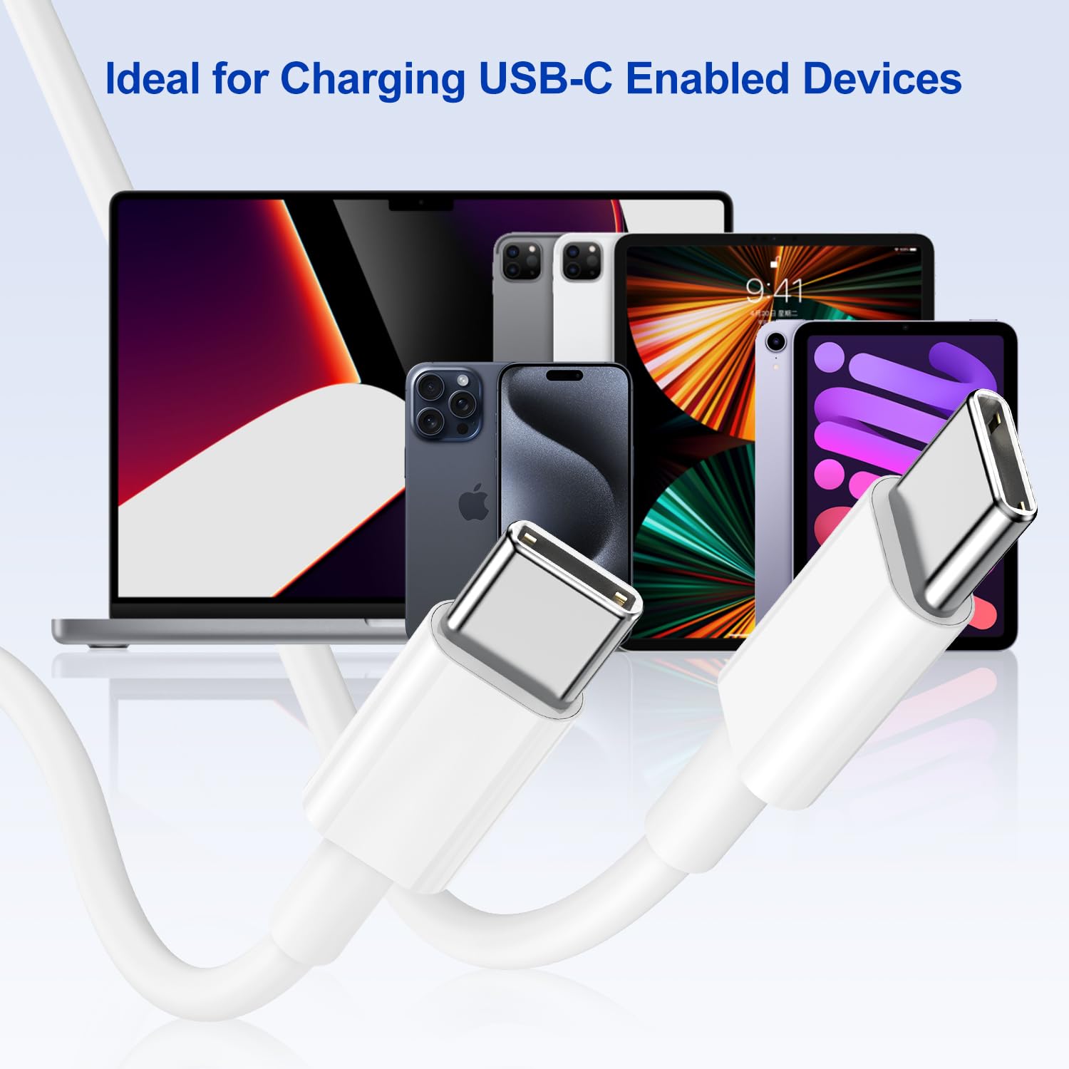 Premium 2-Pack 6.6ft USB C to USB C Fast Charging Cable for iPhone 15/16 Series & iPad - 60W PD Quick Charge, Durable Nylon Braided Type C Cable for Home, Office & Travel