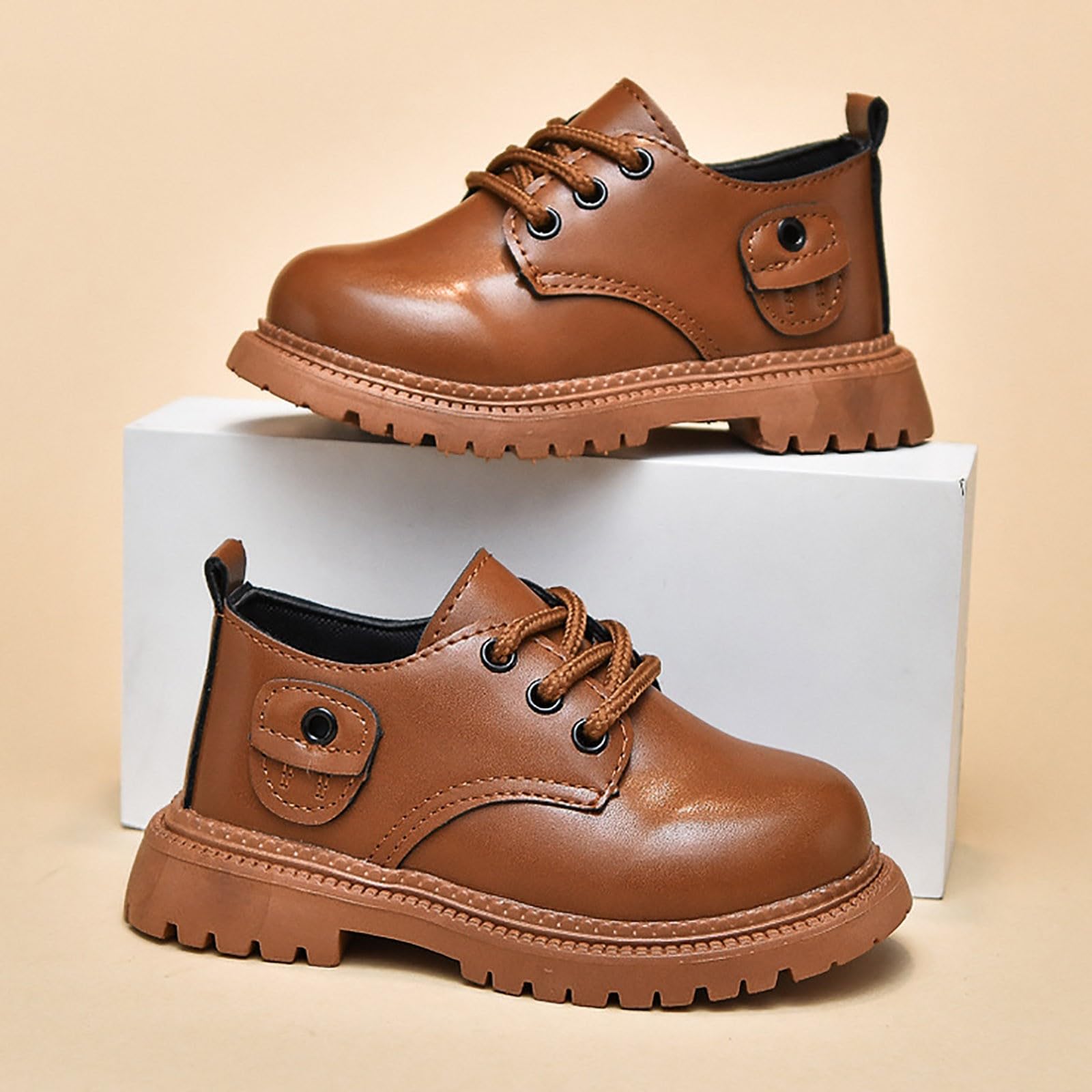 Boys Dress Shoes for Toddler - Leather Oxford Lace Up for School & Wedding