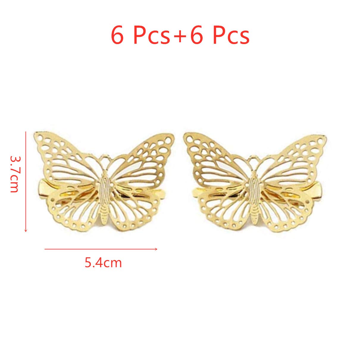 12 Pcs Gold Metal Butterfly Hair Clips for Women & Girls - Elegant Hair Accessories (Left & Right) - Perfect for Parties, Weddings, and Everyday Styling