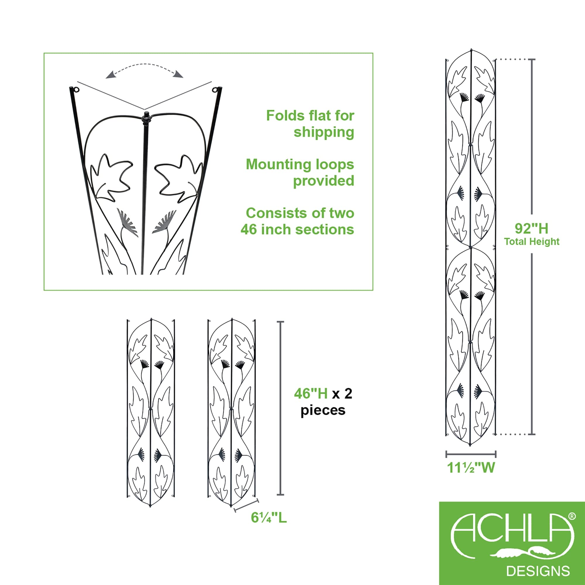 Black Downspout Trellis for Garden - Durable Metal Vine Support for Climbing Plants, Flowers & Vegetables - Perfect for Outdoor Decor, Fence & Wall Enhancement