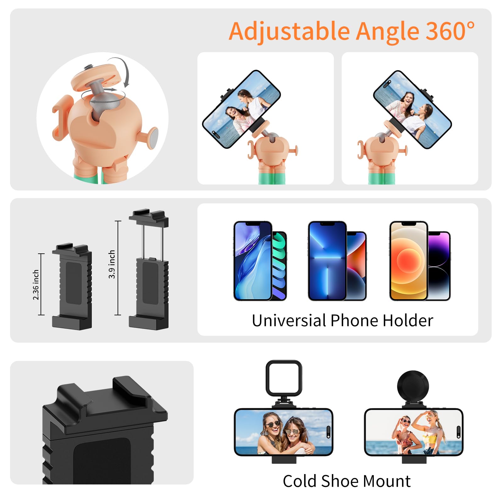 Flexible Phone Tripod Stand with Wireless Remote & Adjustable Phone Holder - Portable Mini Octopus Tripod for iPhone, Samsung, Canon & Nikon Cameras | Perfect for Travel Vlogging, Selfies, Live Streaming & Outdoor Photography