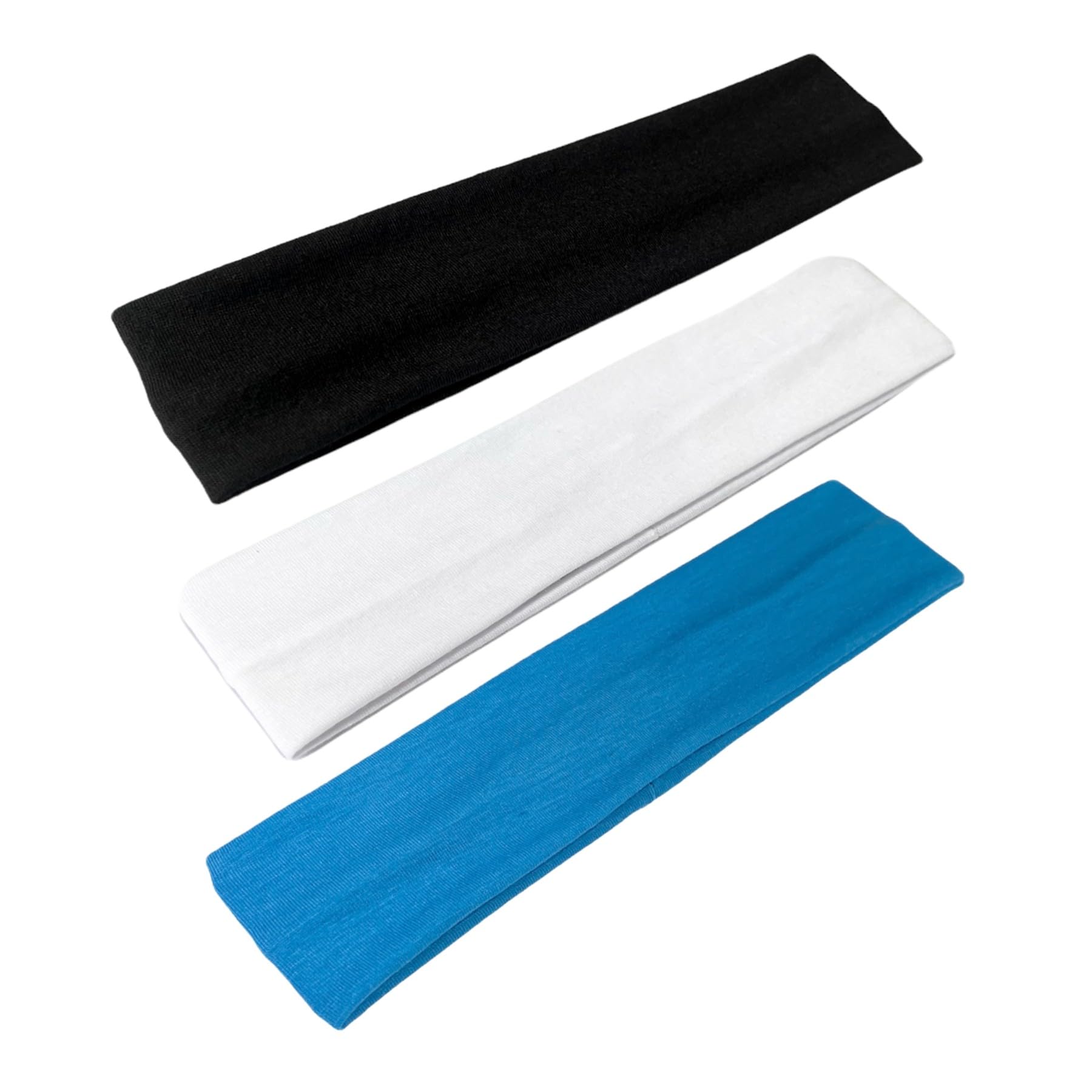 WESTEND CHOICE 3 Pack Cotton Headbands for Women & Men - 5cm Wide Soft Stretchy Gym & Yoga Headbands - Breathable Unisex Hair Bands for Workout, Running, Sports & Daily Use
