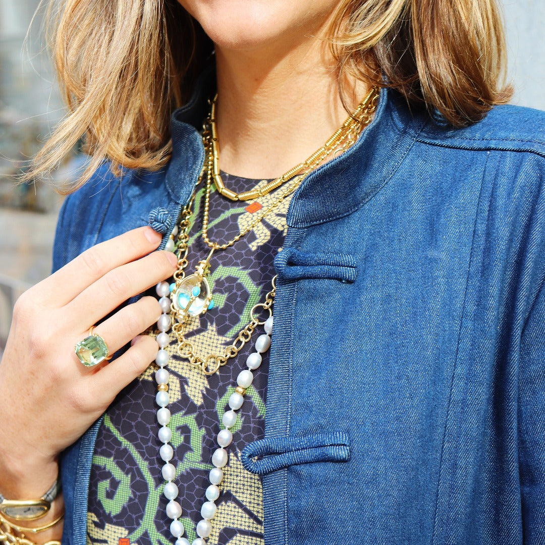 Temple St. Clair Medium Turquoise Rock Crystal Amulet Necklace - Healing Crystal Jewelry for Women, Spiritual Protection Pendant - Perfect for Meditation, Yoga & Energy Balancing