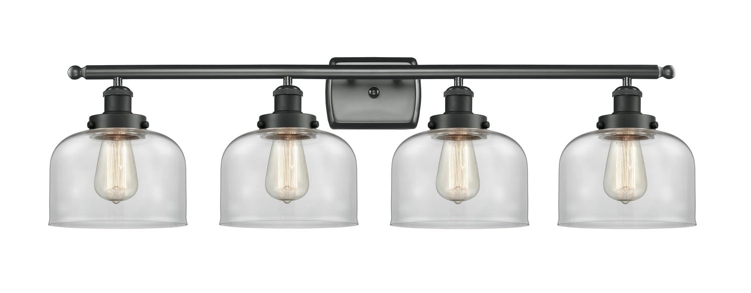 Ballston Collection 916-4W-BK-G72-LED Modern LED Bathroom Vanity Light Fixture - 4 Light Black Finish with Clear Glass Shades - Perfect for Bathroom, Powder Room, and Dressing Room Lighting