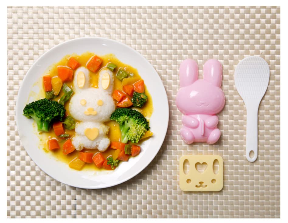 3Pcs Reusable Rabbit Rice Ball Maker Set - Cute Cartoon Sushi Mold for DIY Onigiri, Bento Accessories & Sushi Decorations - Perfect for Kids Lunch Boxes, Party Snacks & Home Cooking