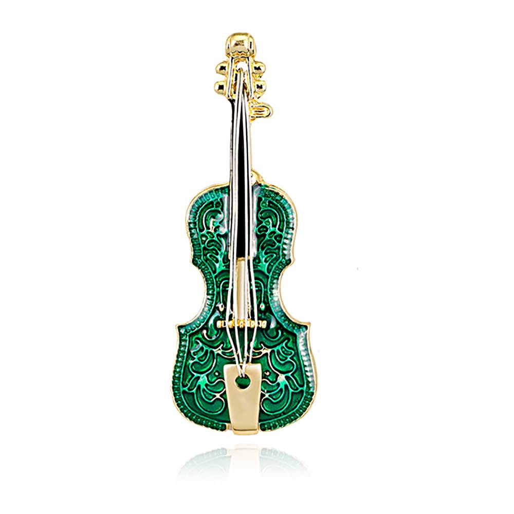 Elegant Green Mini Violin Brooch Pin for Women - Handmade Enamel Lapel Pin, Fashion Jewelry Accessory for Dresses, Weddings, Christmas & Mother's Day Gifts | Perfect for Formal Events, Parties & Special Occasions