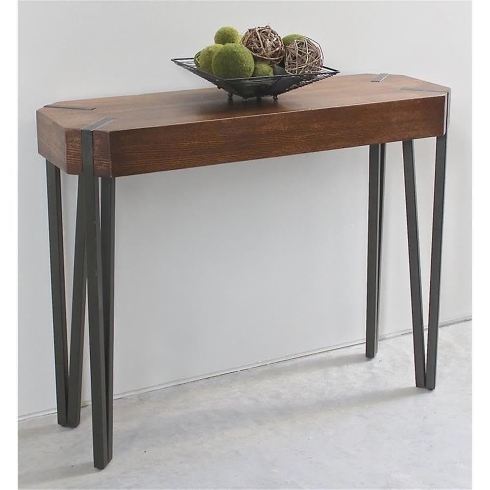 Modern Hexagon Wood Console Table - Contemporary Entryway Furniture for Hallway, Living Room & Foyer - Solid Wood Sofa Table with Geometric Design