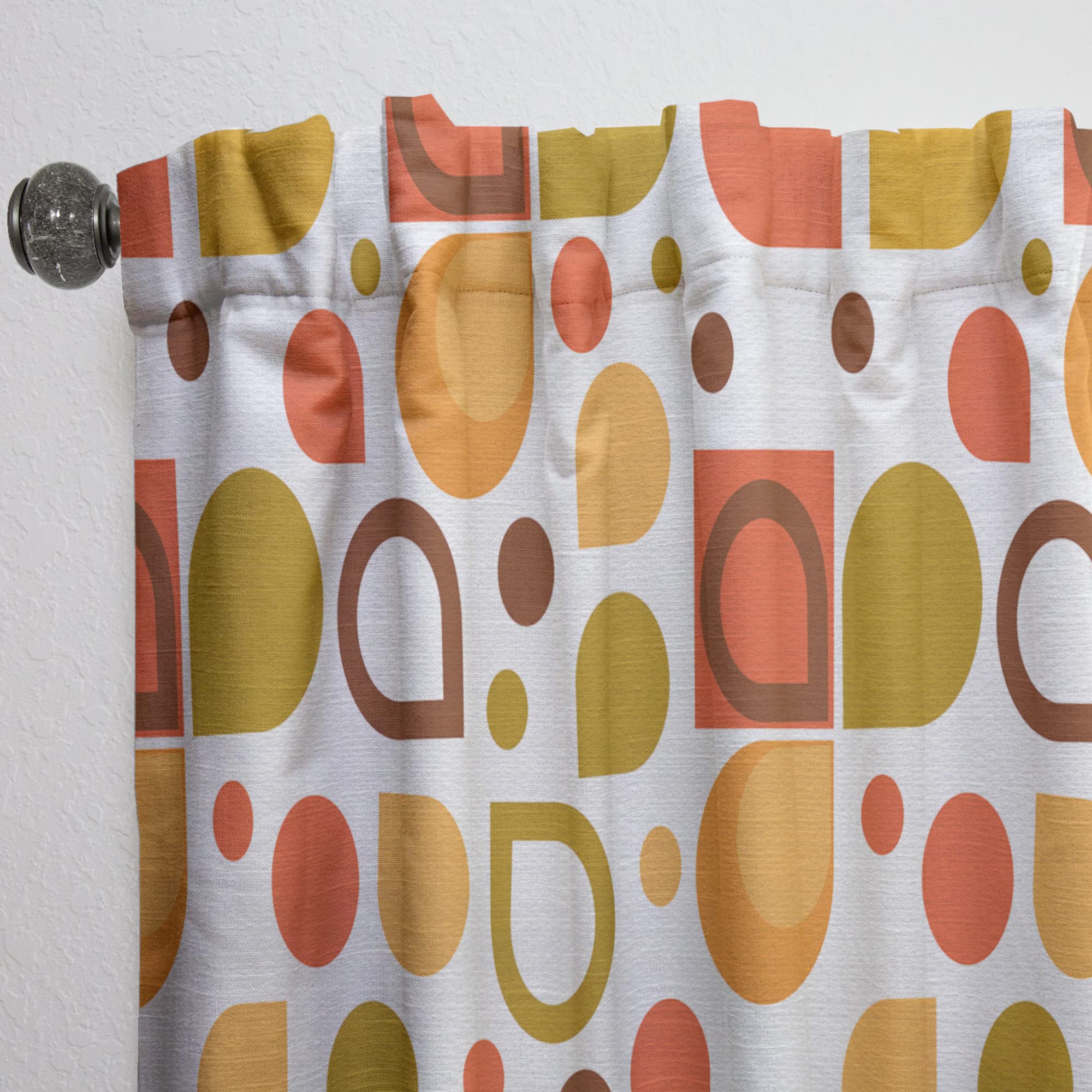 DesignQ Abstract Retro Geometric Thermal Insulated Curtains - 52x108 Single Panel for Bedroom & Living Room - Perfect for Home Decor, Noise Reduction & Light Blocking