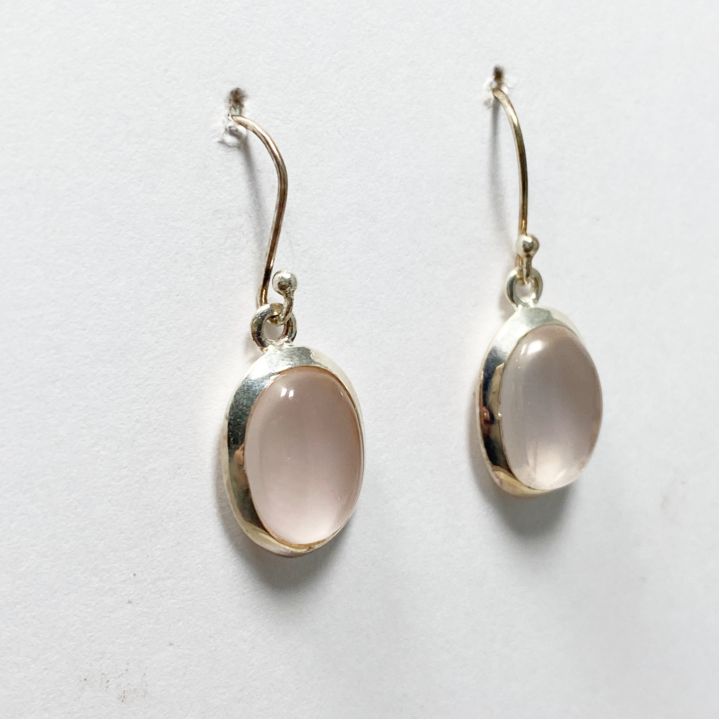 Rose Quartz Oval Earrings for Women - Natural Gemstone Dangle Earrings with Sterling Silver Hooks, Elegant Gift for Valentine's Day, Birthday & Anniversary - Perfect for Parties, Weddings & Everyday Wear (KEGJ1382)
