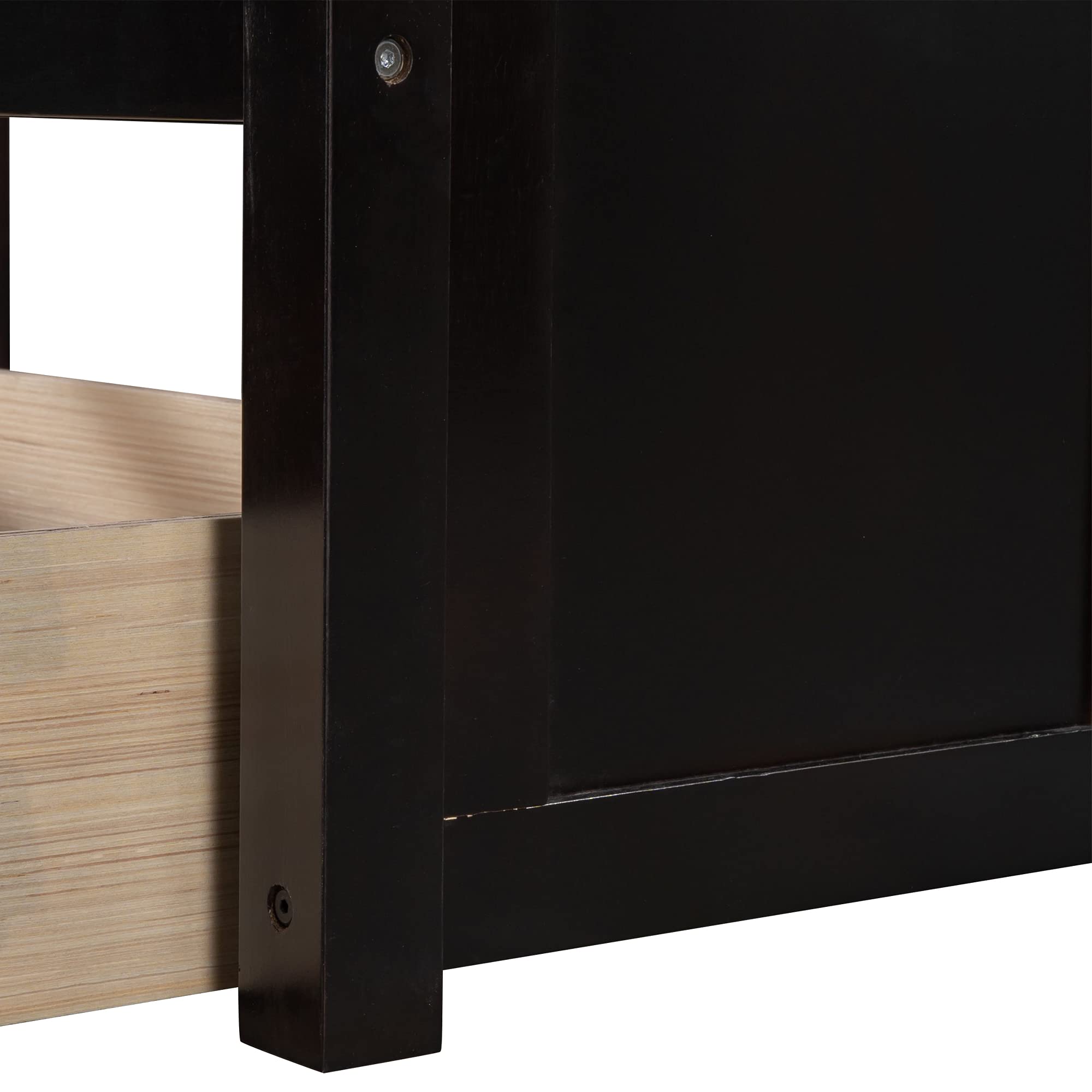 P PURLOVE Twin Size Wooden Platform Bed Frame with Storage Drawers & Headboard - Solid Wood Slat Support, No Box Spring Needed - Perfect for Kids' Rooms, Guest Bedrooms & Small Spaces