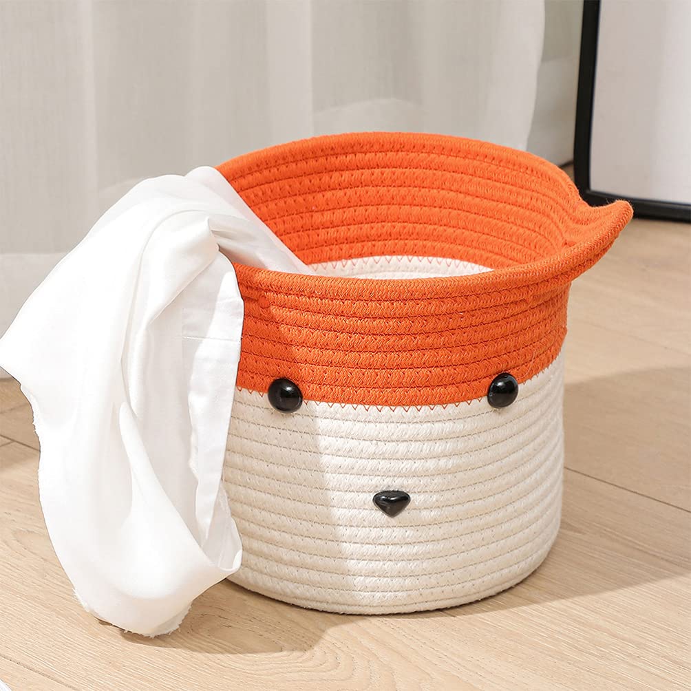 Cabilock 1-Piece Woven Cotton Rope Storage Basket - Laundry Hamper & Clothes Organizer for Bedroom, Bathroom, Nursery - Decorative Storage Bin for Towels, Toys, Blankets (Natural Fiber, Handmade)