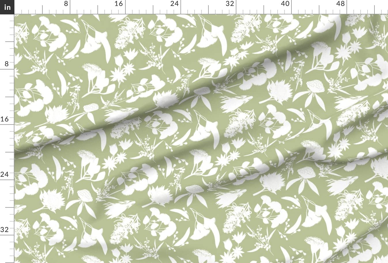 Walk Green Sage Flowers Forest Wild Tree Australian Plants Printed on Minky Fabric by The Yard - Soft & Durable Spoonflower Fabric for Sewing Baby Blankets, Quilt Backing & Plush Toys - Perfect for Nursery Decor, DIY Crafts & Cozy Home Projects