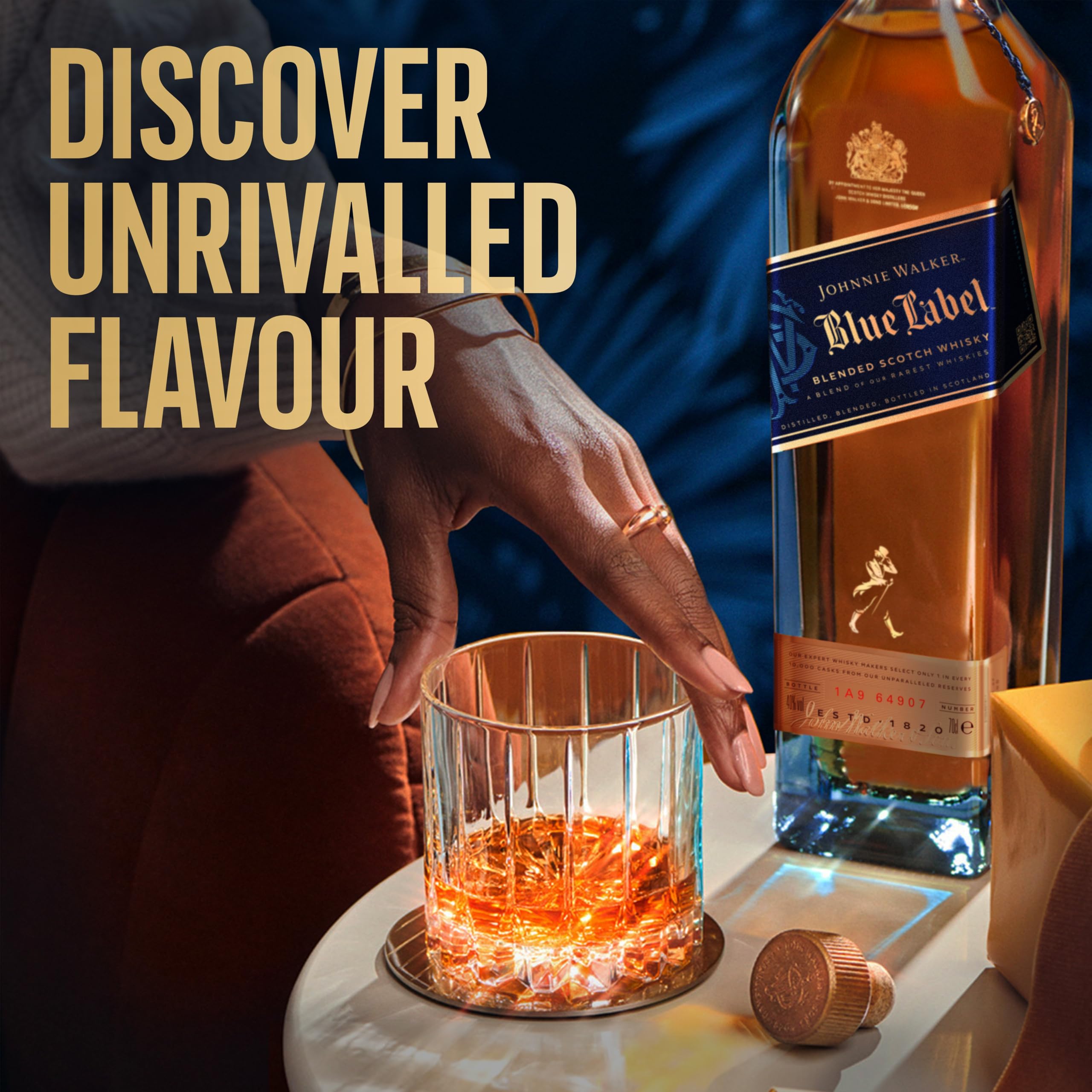 Blue Label Blended Scotch Whisky Empty Bottle & Box - Premium Collectible for Home Bar Display, Whisky Memorabilia, and Gift Packaging