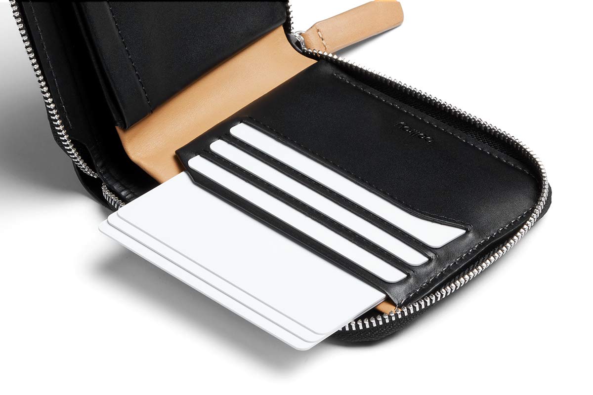 Bellroy Zip Wallet - Premium Leather RFID Blocking Wallet for Women & Men with Magnetic Coin Pouch & Flat Note Section (Holds 3-8 Cards) - Black - Perfect for Travel, Business & Everyday Use