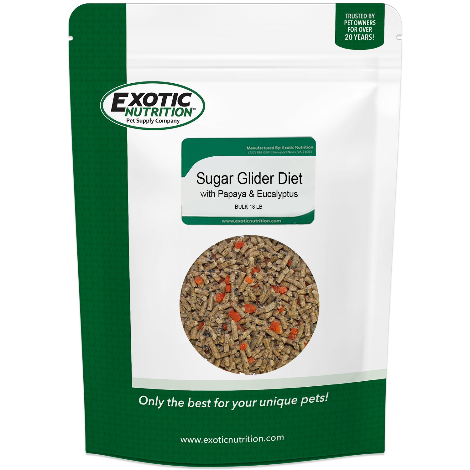 Premium Sugar Glider Food with Papaya & Eucalyptus - Complete Balanced Diet for Pet Sugar Gliders - Perfect for Daily Feeding & Nutritional Supplement