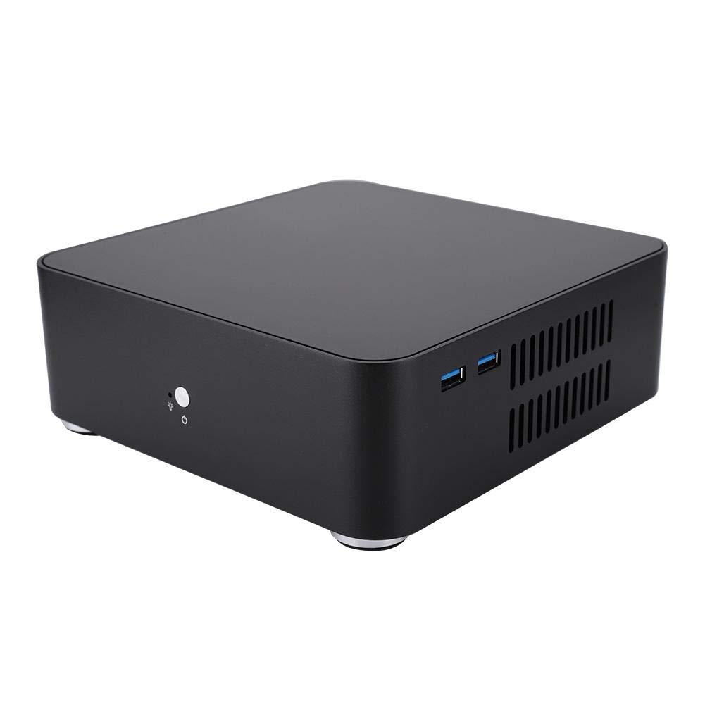 Compact Mini ITX PC Case - Aluminum Alloy HTPC Chassis with Dual USB 3.0 Ports, Supports 170x170mm ITX Motherboard (Black) | Perfect for Home Theater, Gaming & Office Desktop Computers