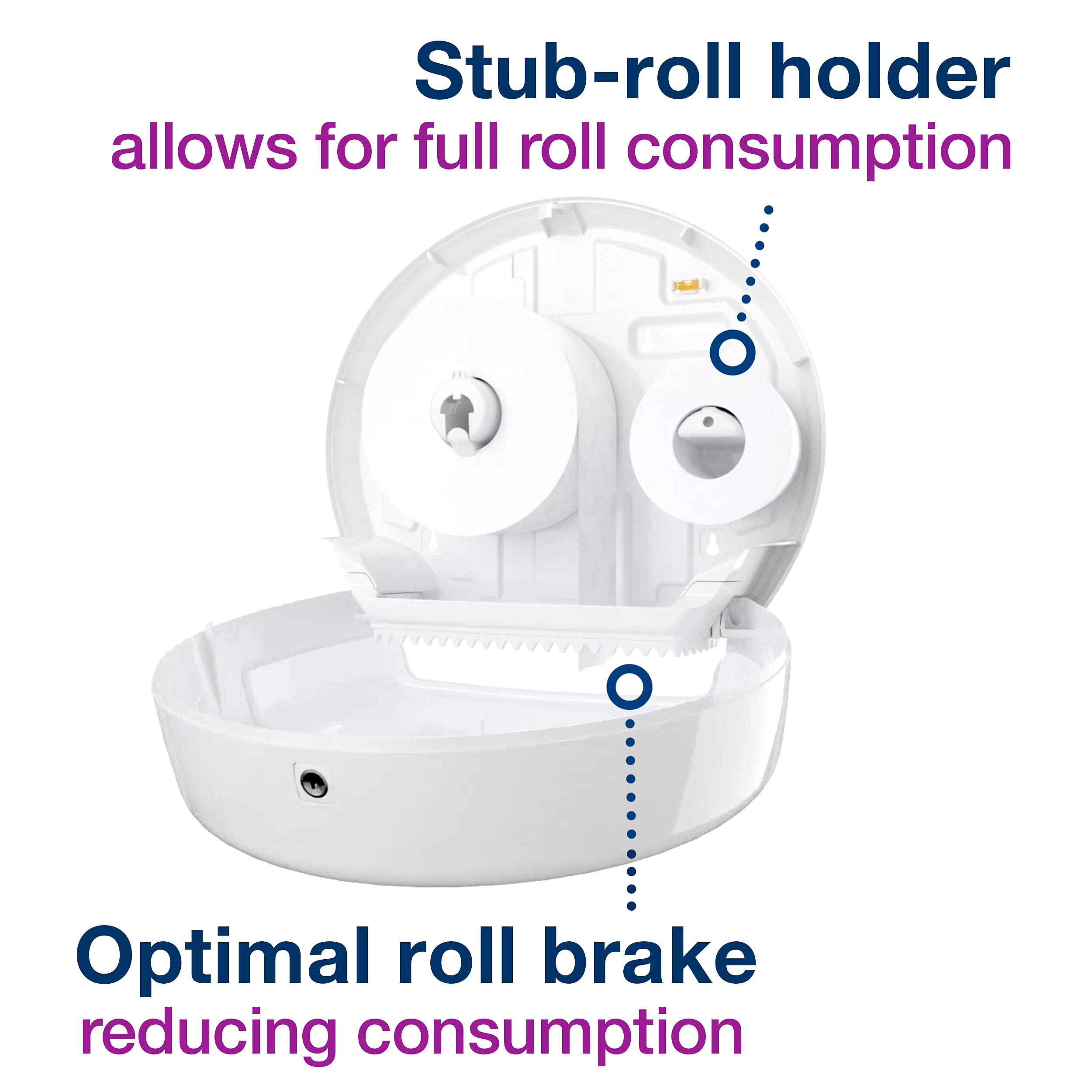 Tork Mini Jumbo Toilet Paper Roll Dispenser - Black T2 with 12-Pack Refill (1200 Sheets Each) | Advanced White Bathroom Tissue for Home, Office & Commercial Use