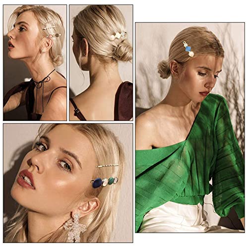 CHIROGRAPHY 14 PCS Pearls & Acrylic Resin Hair Clips Set - Handmade Glitter Crystal Hair Barrettes, Hollow Geometric Bobby Pins | Korean Fashion Hair Accessories for Women & Girls | Perfect for Weddings, Parties & Daily Styling