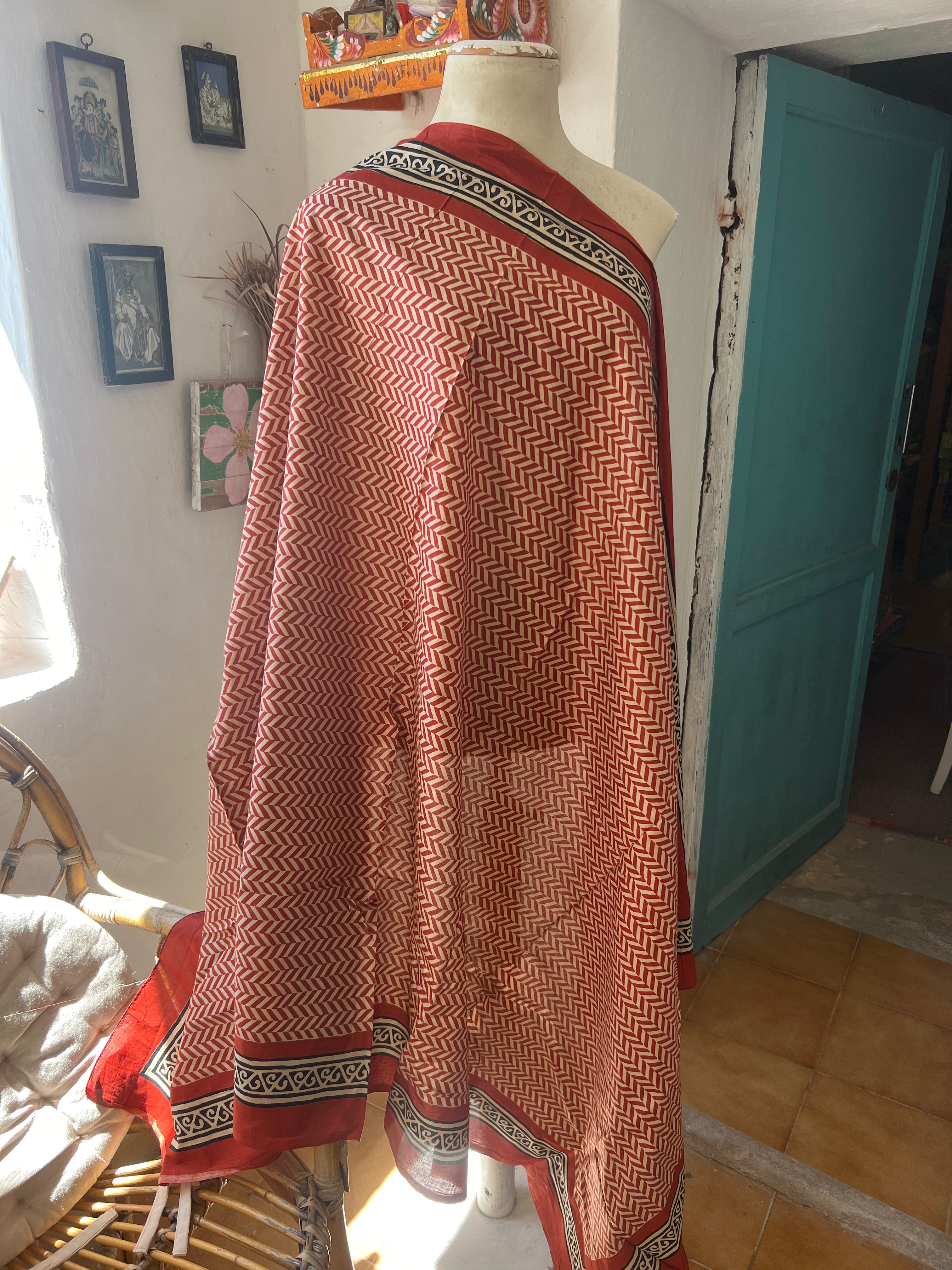 Large Size Block Print Sarong or Pareo - New Collection for Beach, Pool, and Summer Fashion