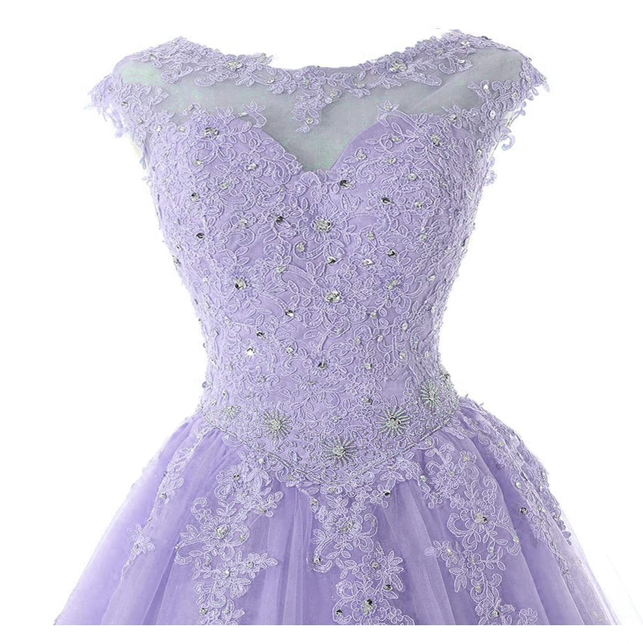 Elegant Long Tulle & Lace Applique Ball Gown - Quinceañera, Prom, Sweet 16 Formal Dress with Beaded Details (US Size 4, Aqua Blue) | Perfect for Quinceañera Celebrations, Prom Nights, Wedding Parties & Special Occasions