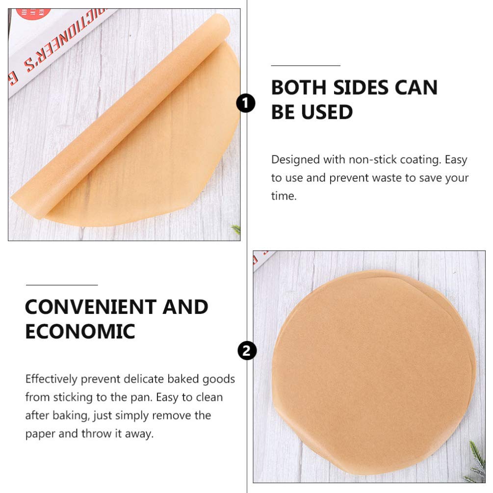 Hemoton 200-Pack Non-Stick Round Parchment Paper Liners for BBQ, Cheesecake, Steaming & Baking - Perfect for Air Fryer, Oven, and Griddle Cooking